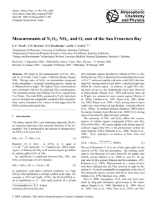 Measurements of N2O5, NO2, and O3 east of the San Francisco Bay