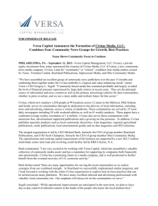 Versa Capital Announces the Formation of Civitas Media, LLC