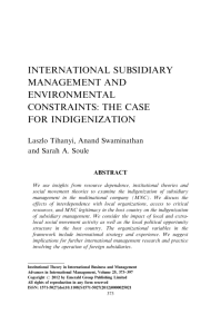 international subsidiary management and environmental constraints