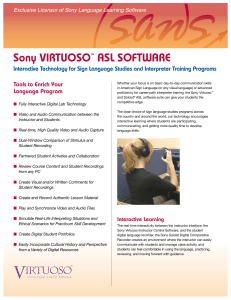 Sony VIRTUOSO™ ASL SOFTWARE
