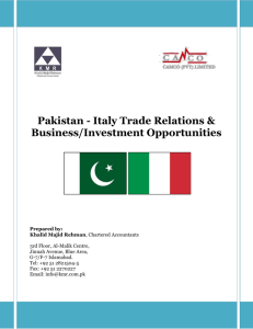 Pakistan - Italy Trade Relations & Business/Investment Opportunities