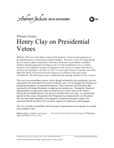 Henry Clay on Presidential Vetoes