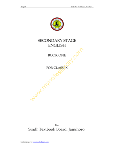 SECONDARY STAGE ENGLISH Sindh Textbook