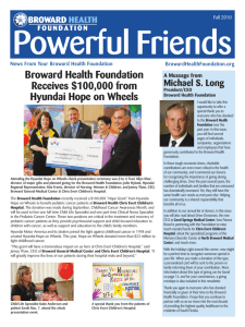 Broward Health Foundation Receives $100,000 from Hyundai Hope