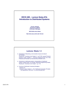 EECS 498 – Lecture Notes #1b Introduction to Distributed Systems