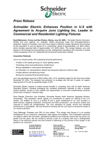 Press Release Schneider Electric Enhances Position in U.S with