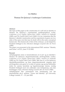 Thomas De Quincey's Arabesque Confessions
