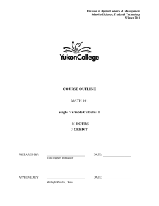 COURSE OUTLINE MATH 101 Single Variable Calculus II 45