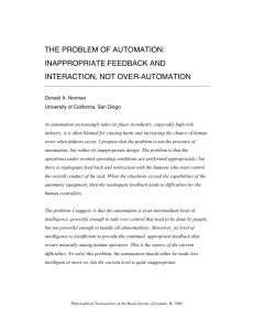 the problem of automation: inappropriate feedback