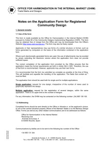 Notes on the Application Form for Registered Community Design