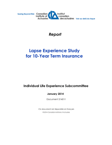 Report: Lapse Experience Study for 10