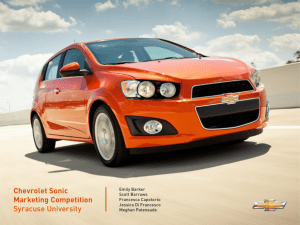 Chevrolet Sonic Marketing Competition Syracuse