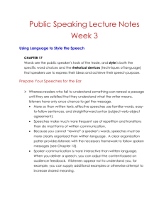 Public Speaking Lecture Notes Week 3 - D. Cook Academic
