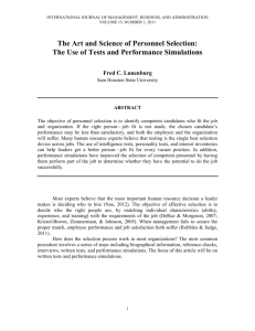 The Art and Science of Personnel Selection: The Use of Tests and