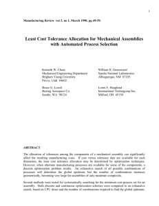Least Cost Tolerance Allocation for Mechanical Assemblies