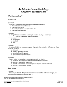 An Introduction to Sociology Chapter 1 assessments