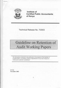 Guidance on Retention of Working papers