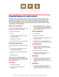 Essential features of a valid contract