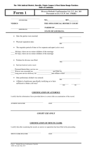 Form 1 – (103) Default Divorce Confirmation Checklist