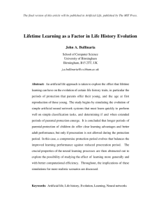 Lifetime Learning as a Factor in Life History Evolution