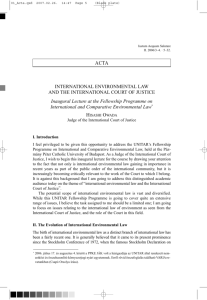 INTERNATIONAL ENVIRONMENTAL LAW AND THE