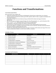 MCR3U Strand Outline: Functions and Transformations