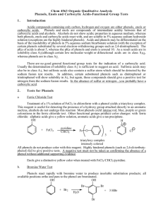 Chem 4563 Organic Qualitative Analysis Phenols, Enols and