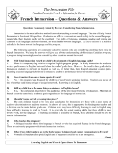 French Immersion Questions and Answers