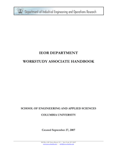 Work Study Associate Handbook - Department of Industrial