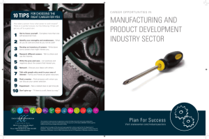 MANUFACTURING AND PRODUCT DEVELOPMENT INDUsTRy