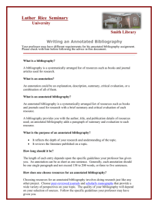 Annotated Bibliography - Luther Rice College and Seminary