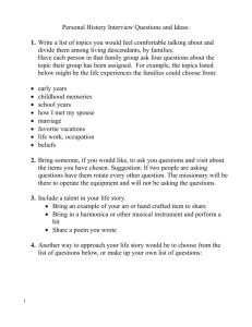 Personal History Interview Questions