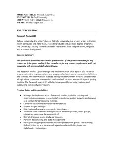 POSITION TITLE: Research Analyst (2) EMPLOYER: DePaul