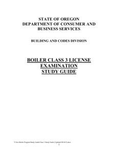 State of Oregon boiler class 3 license examination study guide