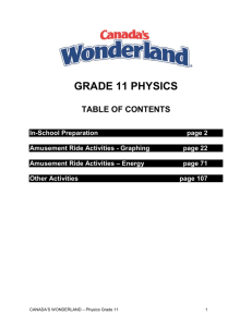Physics Grade 11 - Canada's Wonderland