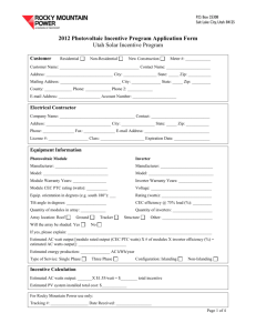 2012 Photovoltaic Incentive Program Application Form Utah Solar