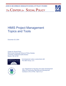 HMIS Project Management Topics and Tools
