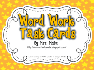 Word Work Task Cards and Recording Sheets