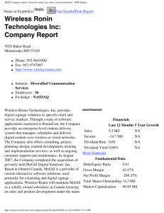 RNIN Company report, financial results, key ratios, income statement