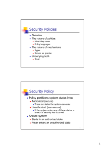 Security Policies Security Policy