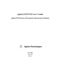 Agilent E5270 TIS User's Guide