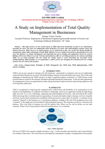 A Study on Implementation of Total Quality Management in