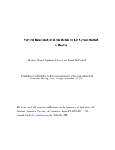 Vertical Relationships in the Ready-to-Eat Cereal Market in