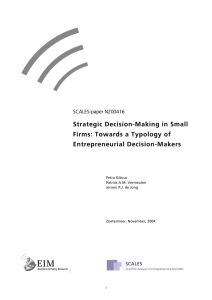 Strategic Decision-Making in Small Firms: Towards a Typology of