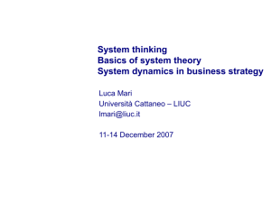 System thinking Basics of system theory System dynamics in