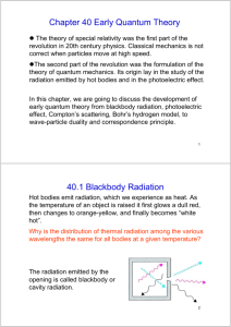 Chapter 40 Early Quantum Theory 40.1 Blackbody Radiation