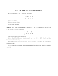 Math 129A MIDTERM EXAM I with solutions 1 (20 pts) Find all h and