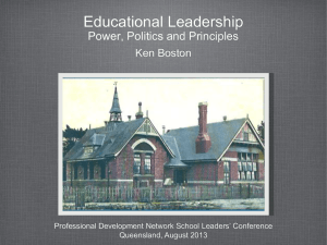 Educational Leadership: power, politics and principles (PDF 1.96MB)