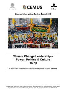 Climate Change Leadership – Power, Politics & Culture 15 hp