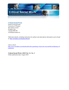 Critical Social Work Critical Social Work, 2010 Vol. 11 Work, 2010